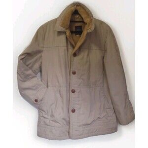 Vintage Cooper Barn Coat Sherpa Lined 70s NYC Leather Buttons Workwear Size 42